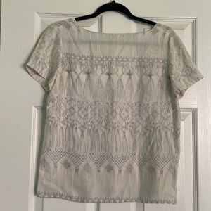 Anthropologie / Alexandra Grecco White Silk Top with Cut Out Back